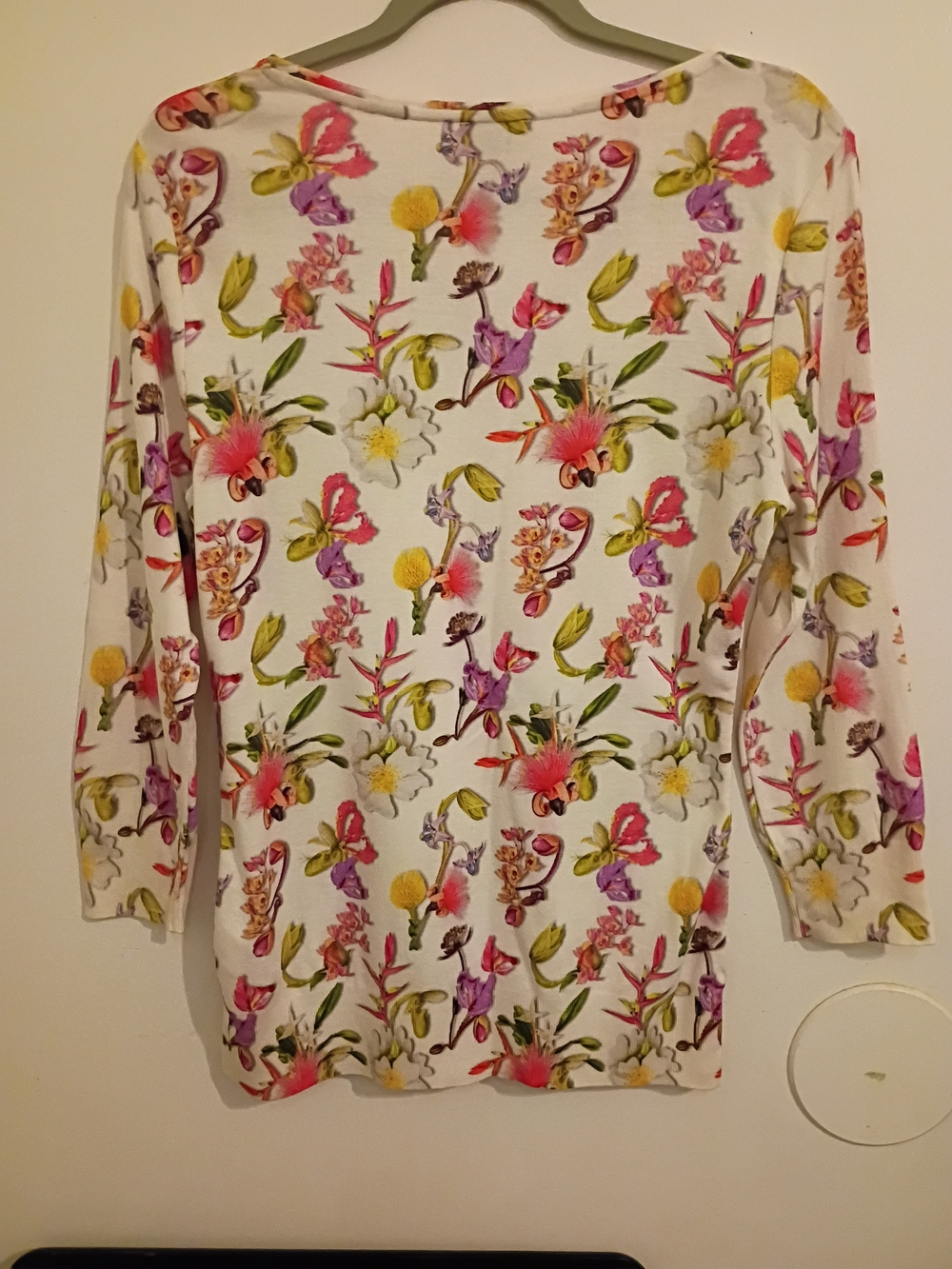 Escada Women's Cream‎ Floral Scoop-Neck Women's Modal Blend Sweater Sz M - Picture 2 of 9